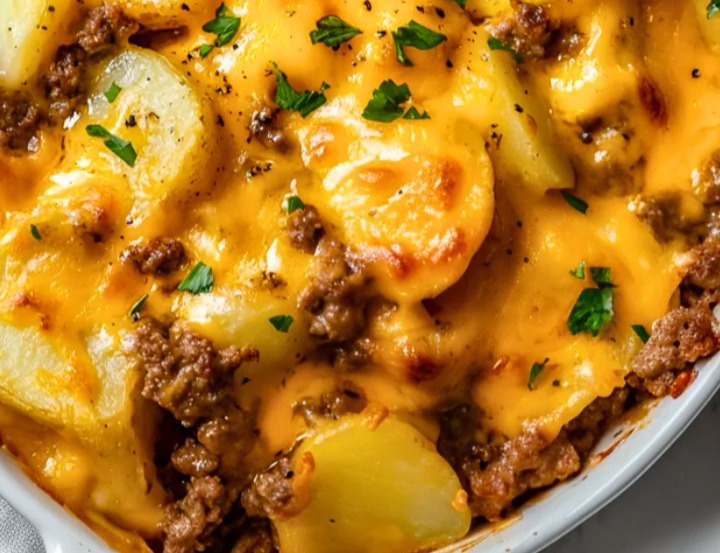 Hobo Casserole Ground Beef Recipe Easy top view